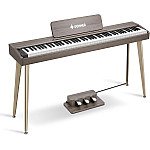 Donner DDP 60 88 Key Semi Weighted Upright Wood Grain Digital Piano, Classic Gray 
