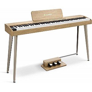 Donner DDP 60 88 Key Semi Weighted Upright Wood Grain Digital Piano, Light Wood Grain