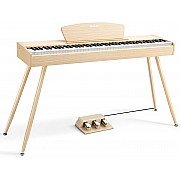 Donner DDP 80 Natural Wood 88 Key Weighted Digital Piano with Stand and 3 Pedal