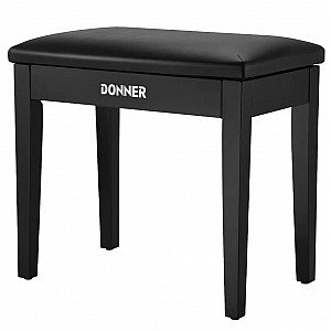 Donner Piano Bench Stool Suede Cushion Seat with Storage, Black