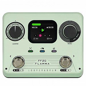 FLAMMA FF20 Stereo Dual Footswitch Looper Drum Machine Pedal, Mint Green