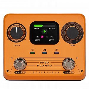 FLAMMA FF20 Stereo Dual Footswitch Looper Drum Machine Pedal, Orange