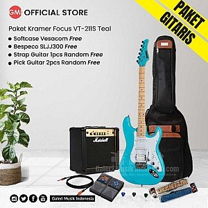 Paket Gitar Kramer Focus VT 211S Teal Electric Guitar