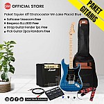 Paket Gitar Squier Affinity Stratocaster E.G, Maple FB, Lake Placid Blue 