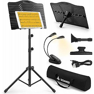 Donner DMS 1 Portable Metal Music Stand with Carrying Bag, Black