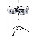 Meinl MT1415CH Marathon Series Chrome Finish Steel Timbales, 14-Inch and 15-Inch with Stand
