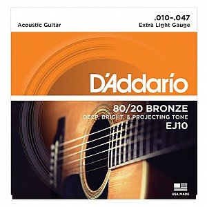 D Addario EJ10 80/20 Bronze Extra Light Acoustic Guitar Strings