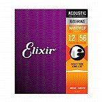 Elixir 11077 Nanoweb 80/20 Bronze Acoustic Guitar Strings, Light-Medium, 12-56