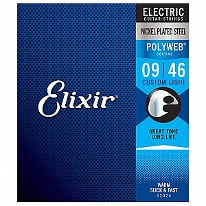 Elixir 12025 Polyweb Custom Light Electric Guitar Strings, 09-46