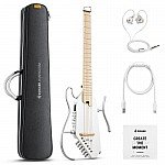 Donner HUSH I PRO Acoustic Electric Travel Guitar Kit with Sound Effects, White