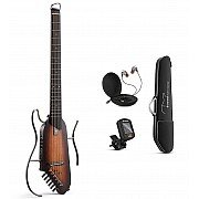 Donner HUSH I Portable Ultra Light, Sunburst and Silent Acoustic Electric Guitar with Gig Bag