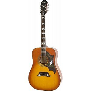 Epiphone Dove Studio Solid Top Fishman Sonitone Acoustic Electric Guitar, Vintage Brown Sunburst