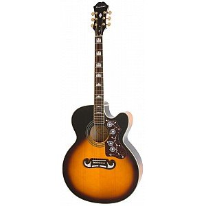 Epiphone J200EC Studio Parlor Solid Top Fishman Sonitone, Vintage Sunburst w/ Cable EEJ2VSGH1