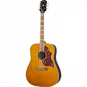 Epiphone Hummingbird All Solid Wood Fisman Sonitone Acoustic Electric Guitar, Aged Natural Antique Gloss