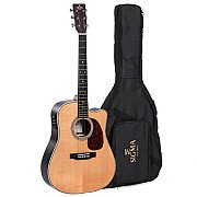 Sigma DTC 28HE Tilia Dreadnought Natural Acoustic Electric Guitar with Bag