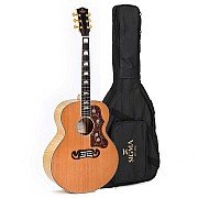 Sigma GJQA SG200 AN Grand Jumbo, Gloss Natural Acoustic Electric Guitar with Bag