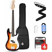 Donner DPB 510S 4 String P Style Electric Bass Full Size for Beginner with Bag, Guitar Strap, Guitar Cable, Sunburst