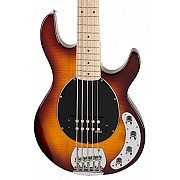 Vintage V965TSB Active 5 String Electric Bass, Flame Top Brown