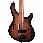 Cort B4FL MHPZ OPTA Fretless 4 String Electric Bass Guitar, Open Pore Trans Black Burst
