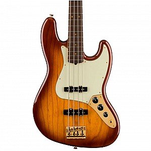 Fender 75th Anniversary Commemorative Jazz Bass Guitar, RW FB, 2 Color Bourbon Burst