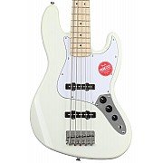 Squier Affinity Jazz Bass V 5 String Electric Bass Guitar, Maple FB, Olympic White New 2021