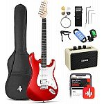 Donner DST 100R Sonic Red Electric Guitar Kit with Amplifier, Bag, Tuner