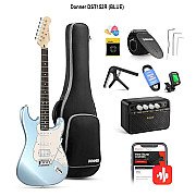 Donner DST 152R Blue Electric Guitar Kit HSS Pickup Coil with Amplifier, Bag, Accessories