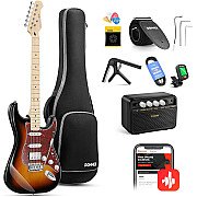 Donner DST 152S Sunburst Electric Guitar Kit HSS Pickup Coil with Amplifier, Bag, Accessories