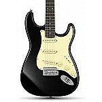 Donner DST 600 6 String Electric Guitar with SSS Pickup, Black