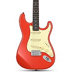 Donner DST 600 6 String Electric Guitar with SSS Pickup, Fiesta Red