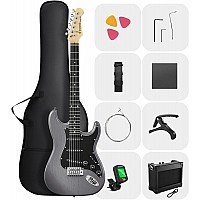 Donner DST 80 Classic SSS Pickup Electric Guitar Complete, Matte Black