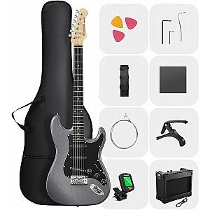 Donner DST 80 Classic SSS Pickup Electric Guitar Complete, Matte Black