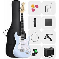 Donner DST 80 Classic SSS Pickup Electric Guitar Complete, Sonic Blue