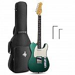 Donner DTL-600 Vintage Tele Electric Guitar, Sherwood Metallic Green with Gig Bag