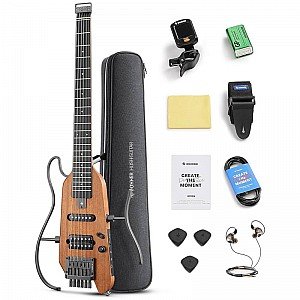 Donner HUSH X Electric Guitar Headless Kit for Travel, Natural