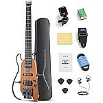 Donner HUSH X Electric Guitar Headless Kit for Travel, Natural
