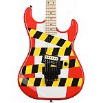 Kramer Baretta Custom Graphics Danger Zone Electric Guitar, Warning Tape on White Red