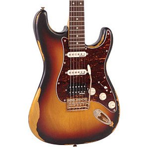 Vintage V6 HSS ICON Electric Guitar, Distressed Tobacco Sunburst