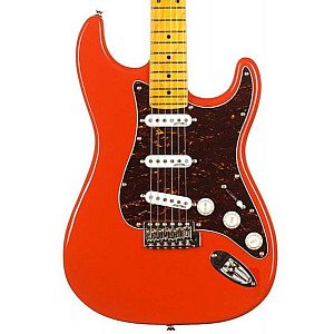 Vintage V6MFR ReIssued Electric Guitar with 3 Single Coil PU s, Firenza Red