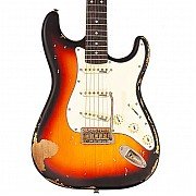 Vintage V6MRSSB ICON Electric Guitar, Distressed Sunburst