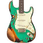 Vintage V6PU2980 V6 ProShop Unique Electric Guitar, Ventura Green/Tobacco Burst