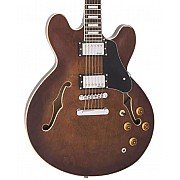 Vintage VSA500W ReIssued Semi Acoustic Guitar, Natural Walnut