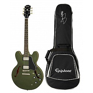 Epiphone ES 335 Bigsby Semi Hollow Electric Guitar with Premium Gig Bag, Olive Drab