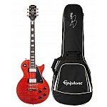 Epiphone Les Paul Custom Figured Electric Guitar with Premium Gig Bag, Transparent Red