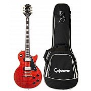 Epiphone Les Paul Custom Figured Electric Guitar with Premium Gig Bag, Transparent Red