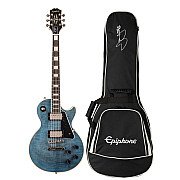 Epiphone Les Paul Custom Figured Electric Guitar with Premium Gig Bag, Transparent Blue 