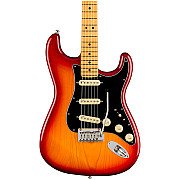 Fender American Ultra Luxe Stratocaster Electric Guitar, Maple FB, Plasma Red Burst