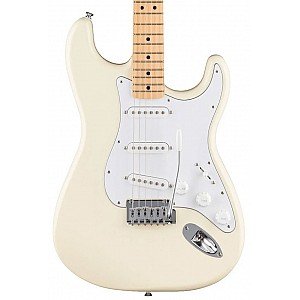 Fender Standard Stratocaster Electric Guitar Maple FB, Olympic White Made in Indonesia