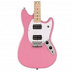 Squier Sonic Mustang HH Electric Guitar w/White Pickguard, Maple FB, Flash Pink