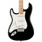 Squier Sonic Stratocaster Left-Handed Electric Guitar w/White Pickguard, Maple FB, Black